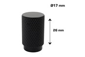 Beslag & hængsler  - Home>it knurled slim furniture knob Ø17x26 mm matte black 2 pcs. - 21284