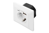 Udtag & bokse - DIGITUS DA-70615 - socket-outlet - 1 power socket 2 USB sockets - white RAL 9003 - DA-70615