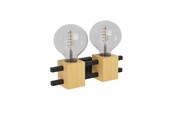 Lamper - EGLO Stars of Light LEVANTARA væglampe 2L E27 sort/træ FSC - 390192