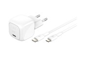Mobil - Adaptere & Opladere - Belkin BoostCharge power adapter - compact - 24 pin USB-C - 30 Watt - with USB-C to Lightning cable (1m) - WCA008KQ1MWH-B5