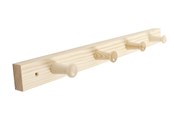Beslag & hængsler - Home>it Coat rack 4 hooks pine wood natural RETRO - 12302