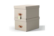 Arkivering & Opbevaring - Leitz Puro opbevaringsboks med låg, medium, 17 L, 100% recirkuleret karton, pakke a 2 stk, beige - 61490012