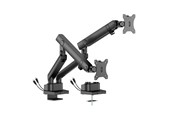 Skærmholder - DUTZO Skærmholder til 2 skærme (17"-35") - Pro+ udgave med 1 x USB A & 1 x USB C porte (Grå / Sort) - MMAPROUP-2B