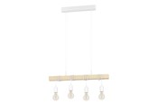 Lamper - EGLO TOWNSHEND LANGBORD 4L HVID/TRÆ - 33164