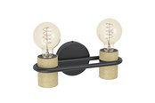 Lamper - EGLO CHIEVELEY VÆG 2XE27 SORT/NATUR FSC - 43542