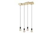 Lamper - EGLO HALKIN PENDEL 4L E27 SORT/TRÆ FSC - 43799