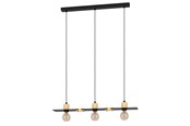 Lamper - EGLO BRAMERTON LANGBORD 3L E27 SORT/TRÆ FSC - 43752