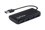 USB hub - IC INTRACOM Manhattan USB-A 4-Port Hub 4x USB-A Ports 5 Gbps (USB 3.2 Gen1 aka USB 3.0) Bus Power SuperSpeed USB Black Three Year Warranty Box USB hub - 4 ports - Sort - M164900