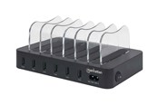 Batterier & batterigreb - IC INTRACOM Manhattan Charging Station 6x USB-A Ports Outputs: 6x 2.4A Smart IC LED Indicator Lights Black Three Year Warranty Box - M102254