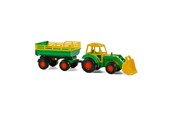 Legetøjsbil - Cavallino Toys - Tractor with Front Loader and Trailer Green - 3008WD01