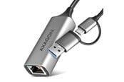 Netværksadapter (netkort, printserver mv.) - AXAGON Gigabit Ethernet Adapter USB-C+ USB-A - ADE-TXCA