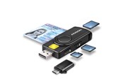 Hukommelseskort - adapter og kortlæser - AXAGON USB Smart Card / ID Card & SD / microSD / SIM Card PocketReader - CRE-SMP2A