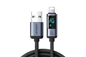USB kabel - Joyroom Prism Series A16 Lightning / USB-A Cable 2.4A 1.2m with LED Display - Black - S-AL012A16