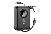 Powerbank - Dudao K14 10000mAh power bank with USB-C / Lightning cables - black Powerbank - Sort - 10000 mAh - 6977196681549