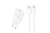 Mobil - Adaptere & Opladere - Dudao A4EU USB-A 2.1A wall charger - white + USB-A - USB-C cable - 6976625331970
