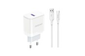 Mobil - Adaptere & Opladere - Dudao A20EU USB-A 18W wall charger - white + USB-A - USB-C cable - 6976625332007