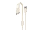 USB kabel - Dudao L7SE 3in1 USB-A - 2x USB-C / Lightning 66W Cable 1.2m - beige - 6976625331055