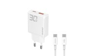 Mobil - Adaptere & Opladere - Dudao GaN A30EUT 30W USB-A / USB-C Wall Charger + USB-C - USB-C Cable - White - 6976625332809