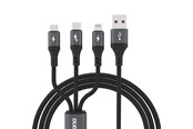 USB kabel - Dudao  L3E 3 in 1 60W MicroUSB USB-C Lightning Cable 1.2m - Black - 6976625333486