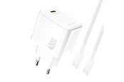 Mobil - Adaptere & Opladere - Dudao A28C 45W GaN Wall Charger + USB-C Cable - White - 6976625334261