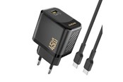 Mobil - Adaptere & Opladere - Dudao A28C 45W GaN Wall Charger + USB-C Cable - Black - 6976625334278