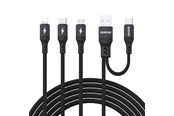 USB kabel - Dudao L3W USB-A/USB-C to Lightning/USB-C/MicroUSB 66W Cable - Black - 6976625335473