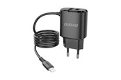 Mobil - Adaptere & Opladere - Dudao charger 2x USB with built-in 12W Lightning cable black (A2ProL black) - 6970379610633