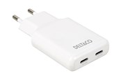 Mobil - Adaptere & Opladere - Deltaco Slim USB-C Wall Charger 45W | 2x USB-C | PPS + PD | White - USBC-AC200