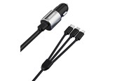 Mobil - Adaptere & Opladere - Dudao 3in1 USB car charger 3.4 A built-in cable Lightning / USB Type C / micro USB black (R5ProN black) - 6973687241087