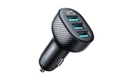 Mobil - Adaptere & Opladere - Joyroom JR-CCD03 3.4A car charger with 3x USB-A display - black - 6941237112002