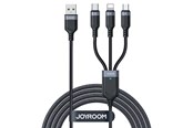 USB kabel - Joyroom Multi-Use Series S-A18 3in1 USB-A - Lightning / USB-C / micro USB cable 0.3m - black - 6956116708979