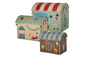Børneværelse - Rice Raffia Toy Baskets with Fun Fair Theme - Set of 3 - BSHOU-3ZFUFAMI