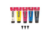 Kreativt Legetøj - Bruynzeel Amsterdam Standard Series Acrylic Paint Primary Set 120ml 5pcs. + 3 Dosing Spouts - 17801905