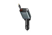 Mobil - Andet Tilbehør - Joyroom JR-CCL07 3-in-1 Car Charger with Built-in Retractable Cable - Dark Gray - JR-CCL07