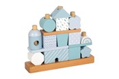 Babylegetøj - Small Foot - Wooden Stacking House Blue - 18 pcs. - 12714