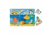 Puslespil - Goki Wooden Background Puzzle Sea Animals 7 pcs. Wood - 57307