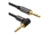 Audio kabel - Wozinsky AUX Cable Angled (Male-Male) Mini Jack Cable 1.5m Black - 5907769307423