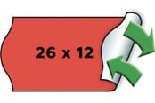 Papir, Fotopapir og Etiketter - METO Neonrøde Prisetiketter, aftag. 26x12 6rl/1000 - 9506164