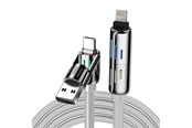 USB kabel - BlitzWolf BW-HDC6 4-in-1 USB-C/USB-A to USB-C/Lightning Cable 240W RGB - BW-HDC6 Grey