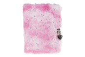 Skoletilbehør - Tinka DAGBOG ROSA PLYS M/HJERTER M/LÅS - 8-802181