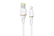 USB kabel - Dudao L25L USB-A - Lightning 1m 30W Soft Silicone Braided Cable - White - 6976625335930