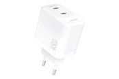 Mobil - Adaptere & Opladere - Dudao A28PEU PD 45W GaN 2xUSB AC Charger - White - 6976625334285