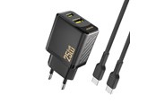 Mobil - Adaptere & Opladere - Dudao A26TCEU PD QC 25W GaN USB-A USB-C wall charger with USB-C cable - black - 6976625334117
