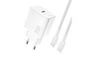 Mobil - Adaptere & Opladere - Dudao A27CEU PD 25W GaN SB-C AC Charger with USB-C Cable - White - 6976625334148