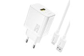 Mobil - Adaptere & Opladere - Dudao A27STEU 25W GaN USB-A wall charger with USB-A cable - USB-C - white - 6976625334872
