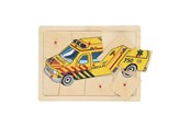 Puslespil - Playwood Wooden Knob Puzzle Ambulance 9 pcs. Wood - RS241-AMB