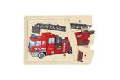 Puslespil - Playwood Wooden Knob Puzzle Fire Brigade 9 pcs. Wood - RS241-BRA