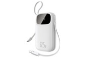 Powerbank - Baseus EnerFill FC31 20000mAh 22.5W Powerbank with Digital Display and 2 Built-in Cables (USB-C + Lightning) - White - 20000 mAh - P10082107213-00