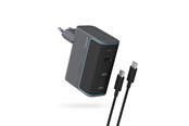 Mobil - Adaptere & Opladere - CUKTECH CUKAD1003EUG GaN 100W Wall Charger 2 x USB-C 1 x USB-A with USB-C Cable - Grey - CUKAD1003EUG