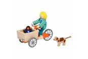 Trælegetøj - Goki Dollhouse Wooden Cargo Bike with Child and Dog - 51462
